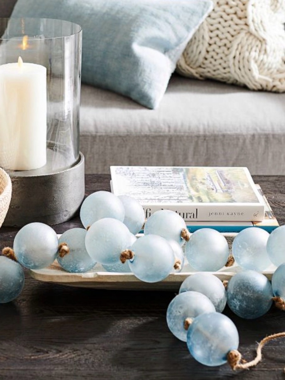 Pottery Barn Light Blue Decorative Bead Garland - Home Accents